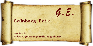Grünberg Erik névjegykártya